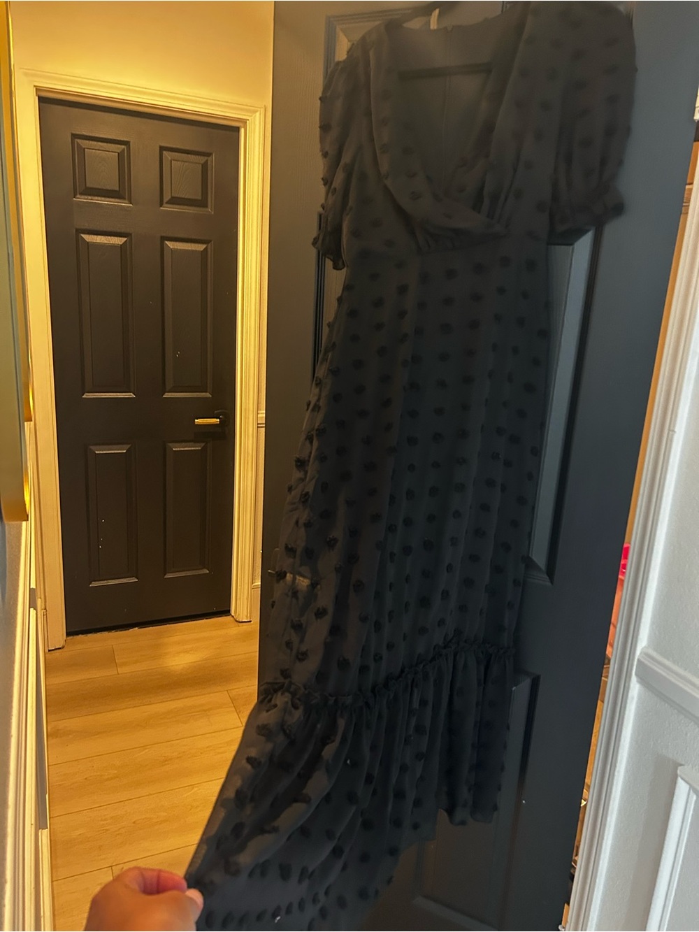 Black Swiss Dot Maxi Dress - Elegant Women's Dress